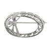 Image 1 : Antique Art Deco 14k White Gold Diamond Filigree Oval Wreath w/ Bow Brooch Pin