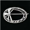 Image 2 : Antique Art Deco 14k White Gold Diamond Filigree Oval Wreath w/ Bow Brooch Pin