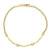 Image 1 : NEW 14k Gold 7.75" Etched Cylinder & Bead Slide Charm Rolo Link Chain Bracelet