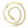 Image 2 : NEW 14k Gold 7.75" Etched Cylinder & Bead Slide Charm Rolo Link Chain Bracelet