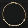 Image 4 : NEW 14k Gold 7.75" Etched Cylinder & Bead Slide Charm Rolo Link Chain Bracelet