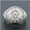 Image 2 : Vintage Platinum 1.21 ctw GIA Old European Diamond Dome Filigree Engagement Ring