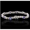 Image 1 : 14KT White Gold 5.20 ctw Tanzanite and Diamond Bracelet