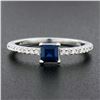 Image 2 : New 14k Gold 0.68 ctw Step Cut Sapphire Diamond Solitaire Stack Engagement Ring