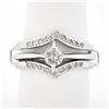 Image 1 : Vintage 14K White Gold 0.62 ctw Diamond Solitaire Engagement & Wedding Ring Set