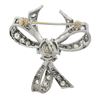 Image 3 : Vintage Solid Platinum 1.95 ctw Old Cut Diamond Ribbon Bow Flower Pin Brooch