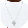 Image 1 : NEW 14k White Gold.60 ctw Round Pave Diamond Boxy Cross Slide Pendant & 18 Chain