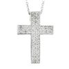 Image 2 : NEW 14k White Gold.60 ctw Round Pave Diamond Boxy Cross Slide Pendant & 18 Chain
