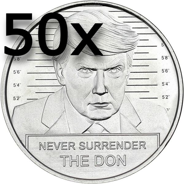 Donald Trump Mugshot Fine Silver Coin BUNDLE (50 TOTAL)