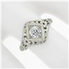 Image 3 : Antique 18k Gold 0.60 ctw Old Mine Cushion Diamond Floral Filigree Engagement Ri