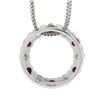 Image 6 : 14k White Gold 1.01 ctw Alternating Channel Ruby & Diamond Circle Pendant Chain