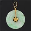 Image 3 : Antique 9K Gold Round Light Green Jade w/ Floral Center Medallion Disc Pendant