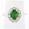 Image 1 : NEW Classic 18K TT Gold 2.11 ctw Oval Emerald Solitaire w/ Round Diamond Halo Ri