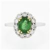 Image 4 : NEW Classic 18K TT Gold 2.11 ctw Oval Emerald Solitaire w/ Round Diamond Halo Ri