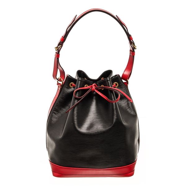 Louis Vuitton Black and Red Bicolor Epi Leather Noe Shoulder Bag