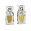Image 6 : New 10K White Gold 1 ctw Prong Set Oval Citrine & Diamonds Stud Earrings