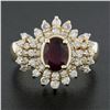 Image 2 : 14k Yellow Gold 2.52 ctw Oval Ruby w/ Round Brilliant Diamond Halo Cocktail Ring