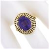 Image 3 : Vintage 14k Gold Oval Synthetic Alexandrite w/ Slotted Open Work Solitaire Ring