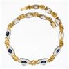 Image 6 : 18K TT Gold 38 ctw GIA Bezel Cabochon Sapphire & Pave Diamond Fancy Link Necklac