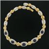 Image 7 : 18K TT Gold 38 ctw GIA Bezel Cabochon Sapphire & Pave Diamond Fancy Link Necklac