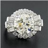 Image 3 : Vintage Platinum GIA 5.56 ctw Old Cut Round & Baguette Diamond Engagement Ring