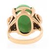 Image 7 : Vintage Retro 14K Rose Gold Oval Cabochon Marbled Jade Solitaire Cocktail Ring