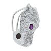 Image 5 : Italian 14K White Gold 2.30 ctw Diamond & Ruby Panther Face Head Slide Pendant