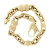 Image 3 : Estate Unisex 14K Gold Long 9" Beaded Sections & Open Cable Link Chain Bracelet
