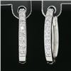 Image 2 : NEW 14k White Gold 0.36 ctw Round Pave Diamond 15.5mm Medium Huggie Hoop Earring