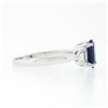 Image 7 : 18K White Gold 2.21 ctw GIA Oval Sapphire & Trillion Diamond 3 Three Stone Ring