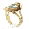 Image 1 : Retro 14k Rosy Yellow Gold Unique Shape Aquamarine in Scalloped Shell Split Ring