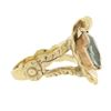 Image 5 : Retro 14k Rosy Yellow Gold Unique Shape Aquamarine in Scalloped Shell Split Ring