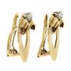 Image 4 : Vintage Retro 14K Gold & Platinum w/ Diamond Grooved Fluted Clip On Earrings