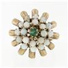 Image 4 : Antique 14k Rosy Yellow Gold 0.20 ctw Emerald Opal Open Spray Cluster Platter Ri