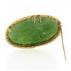 Image 3 : Vintage Floral Carved Jade Pin Brooch Pendant w/ Yellow Gold Twisted Wire Frame