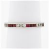 Image 3 : 18k White Gold 1.02 ctw Round Diamond & Square Ruby Milgrain Eternity Band Ring