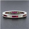 Image 5 : 18k White Gold 1.02 ctw Round Diamond & Square Ruby Milgrain Eternity Band Ring