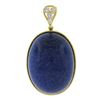 Image 2 : Vintage Handmade Yellow Gold Domed Oval Polished Lapis w/ Diamond Bail Pendant