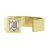 Image 5 : 14K Yellow Gold 0.91 ctw GIA Emerald Cut Diamond Brushed Wide Open Wrap Band Rin