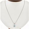 Image 1 : New 14k Gold 1.86 ctw Square Step Aquamarine & Diamonds Pendant & Adjustable Cha