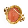 Image 4 : Antique Victorian 14k Gold Carved Coral Cameo w/ Hand Engraved Frame Brooch Pin