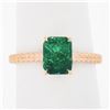 Image 2 : New 14k Gold 1.43 ctw GIA Octagonal Prong Green Emerald Solitaire Engagement Rin
