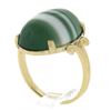 Image 4 : New 14k Yellow Gold 18.2x13mm Oval Cabochon Prong Set Green Agate Solitaire Ring