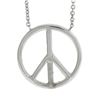 Image 2 : 14k White Gold .50 ctw Round Diamond 17.9mm Peace Sign Pendant & Adjustable Chai
