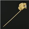 Image 4 : Antique Victorian 18K & 14k Gold Diamond Detailed 3D Lion Panther Head Stick Pin