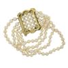 Image 4 : Cultured Pearl w/ 14k Gold Textured Buckle Style 4 Row Strand 5-6mm Bracelet