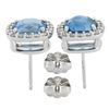Image 4 : New 18k White Gold 5.61 ctw Cushion Cut Blue Zircon & Diamond Halo Stud Earrings