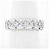 Image 1 : Vintage Platinum 1.30 ctw Round Diamond Large Fishtail Pave Set 5 Stone Band Rin