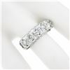 Image 3 : Vintage Platinum 1.30 ctw Round Diamond Large Fishtail Pave Set 5 Stone Band Rin