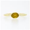 Image 4 : Simple Petite 14k Gold 0.70 ctw Bezel Oval Orange Yellow Sapphire Solitaire Ring
